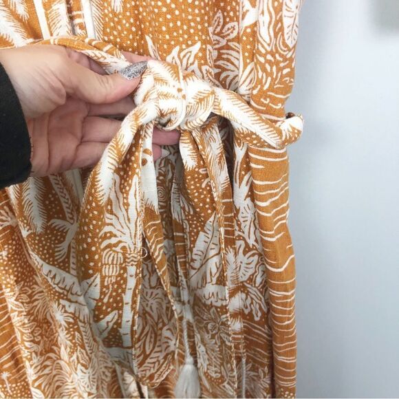 DESMOND & DEMPSEY x H&M | Landscape Caftan Midi Dress Belted Women’s Size Large - Picture 8 of 15